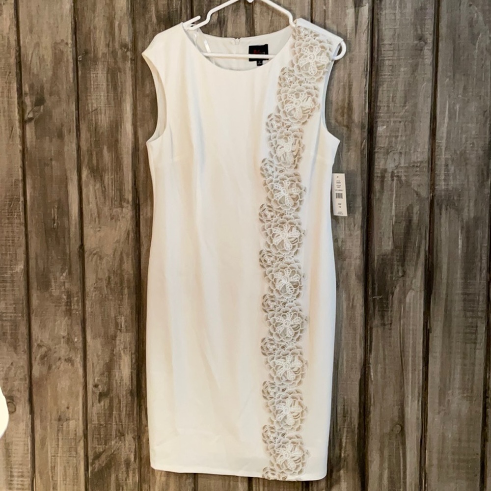 JM Studio by John Meyer size 12 ivory/gold sleeveless dress